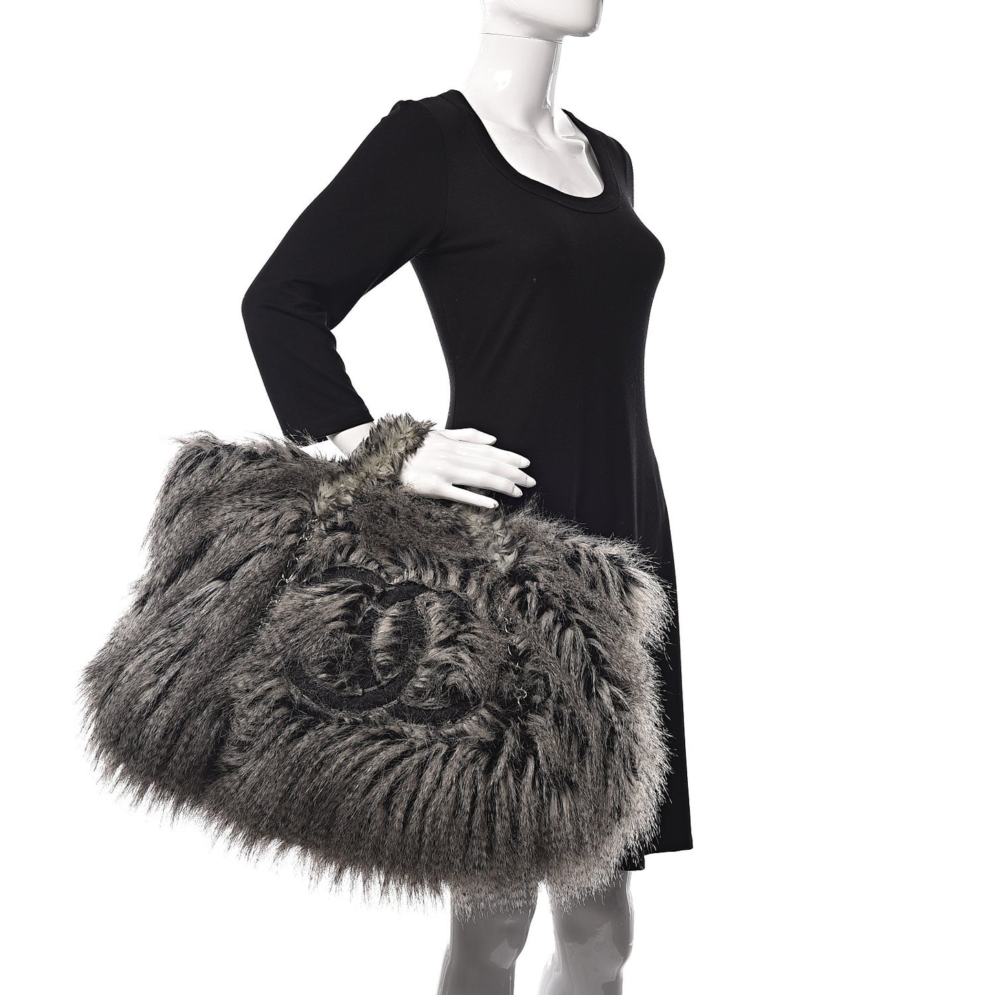 Arctic Fantasy Fur Large Tote Grey