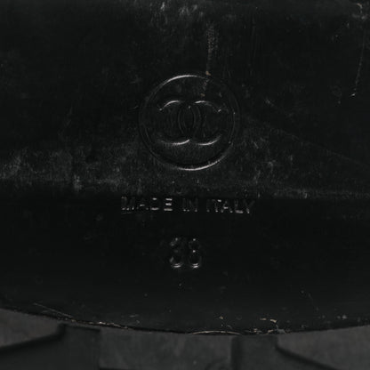 Chanel Shiny Calfskin Velvet Pearl Combat Short Boots 38 Black 8 of 14