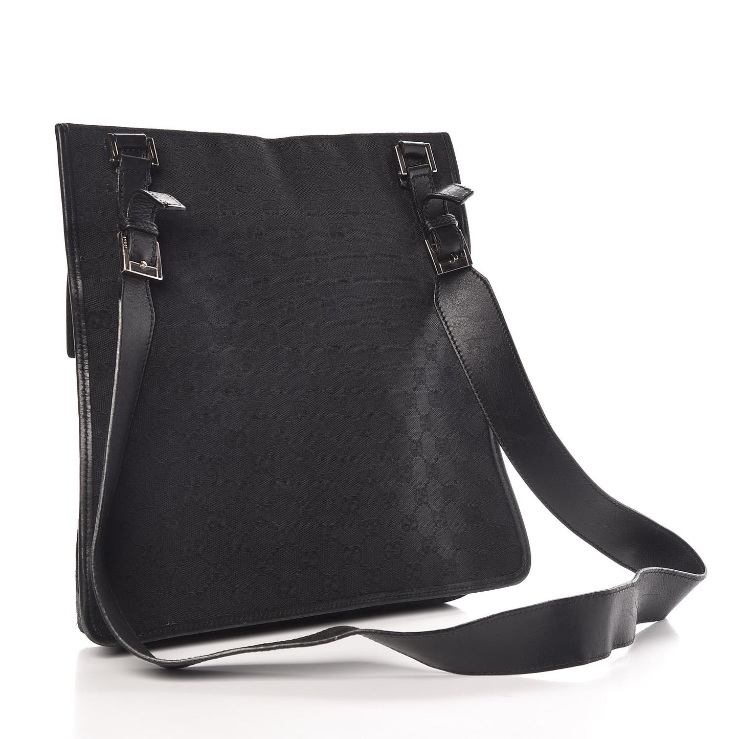 Monogram Flat Messenger Bag Black