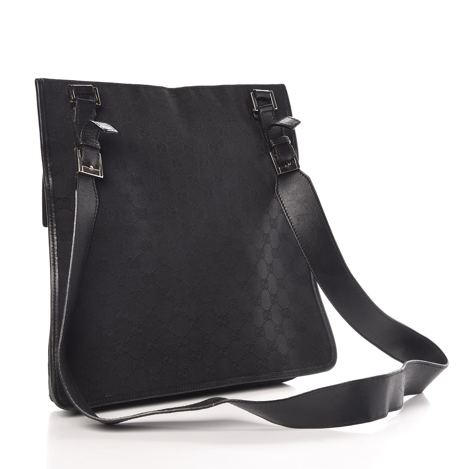 Gucci Monogram Flat Messenger Bag Black 3 of 7