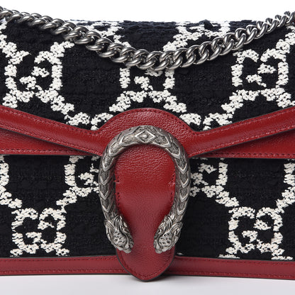 Gucci Tweed GG Monogram Small Dionysus Shoulder Bag Black White Romantic Cherry 12 of 12
