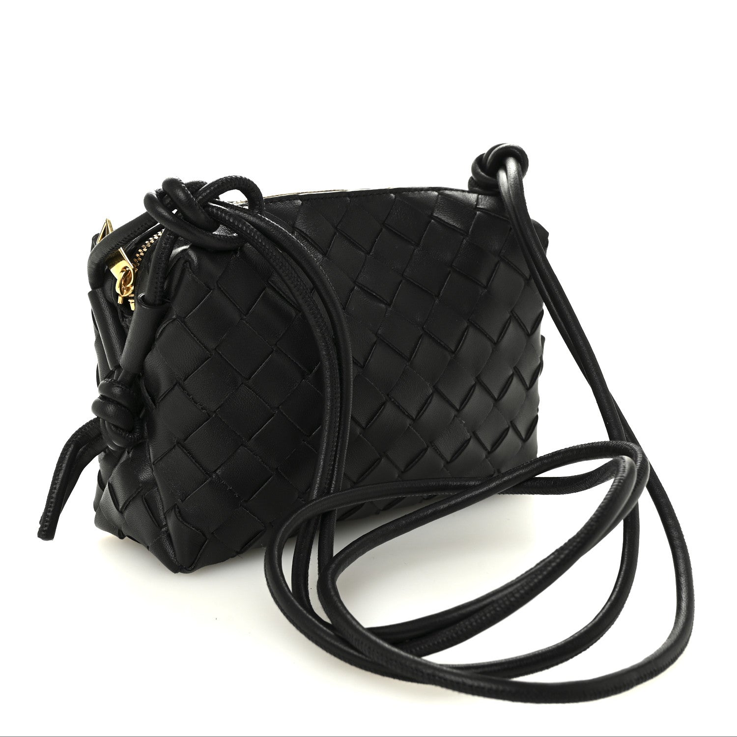 Bottega Veneta Nappa Intrecciato Mini Loop Camera Bag Black