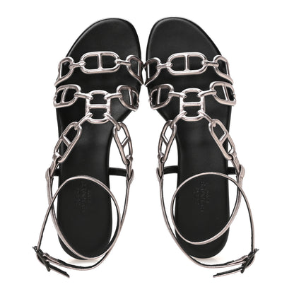 Hermes Metallic Nappa Naos Sandals 38 Champange 2 of 9