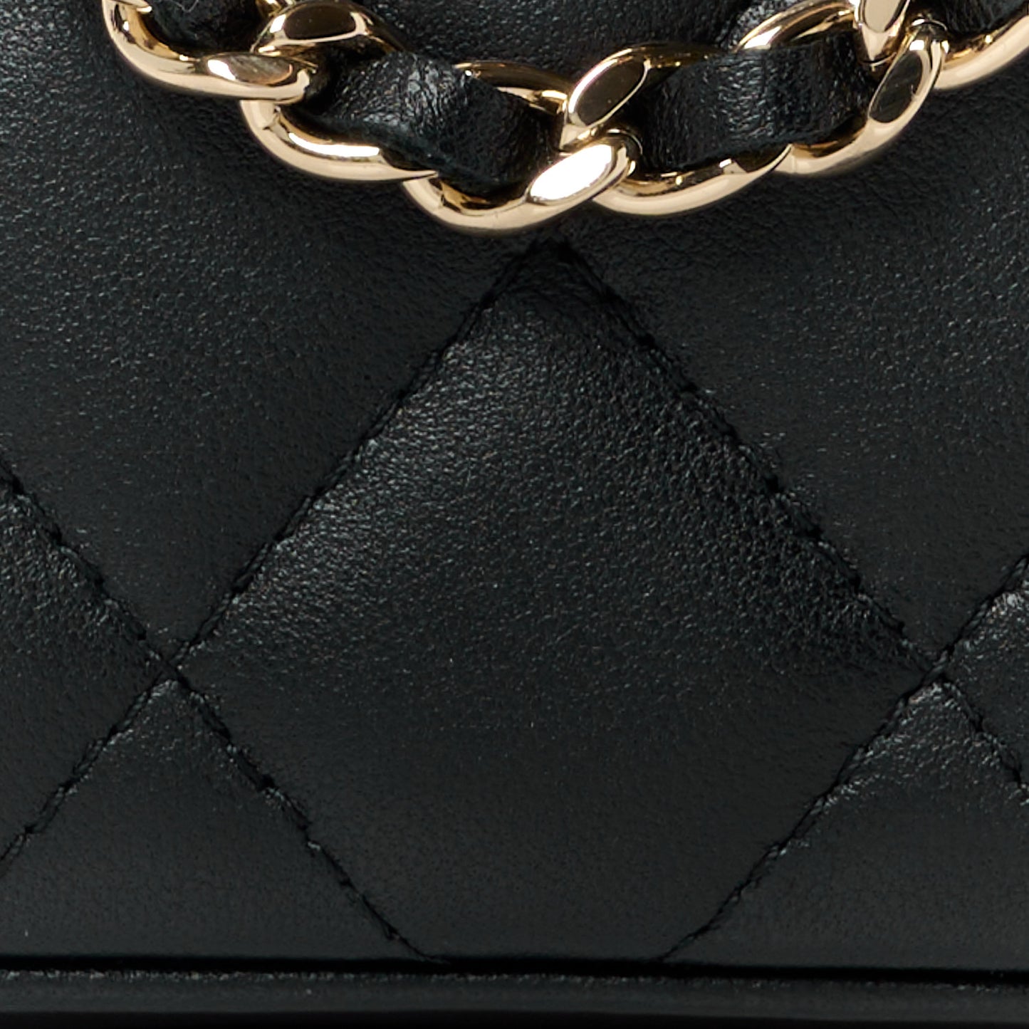 Lambskin Quilted Mini Vanity Case With Chain Black