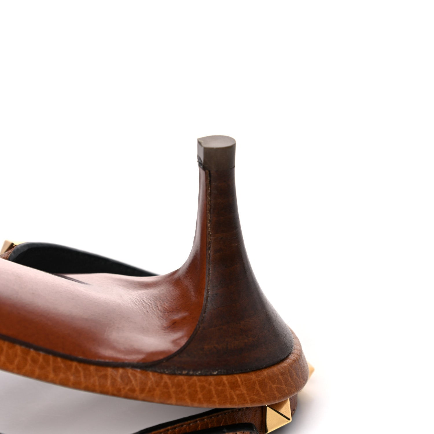 Valentino Garavani Pebbled Calfskin Rockstud Half D'Orsay Slingback 50mm Pumps 37 Cuoio 13 of 14