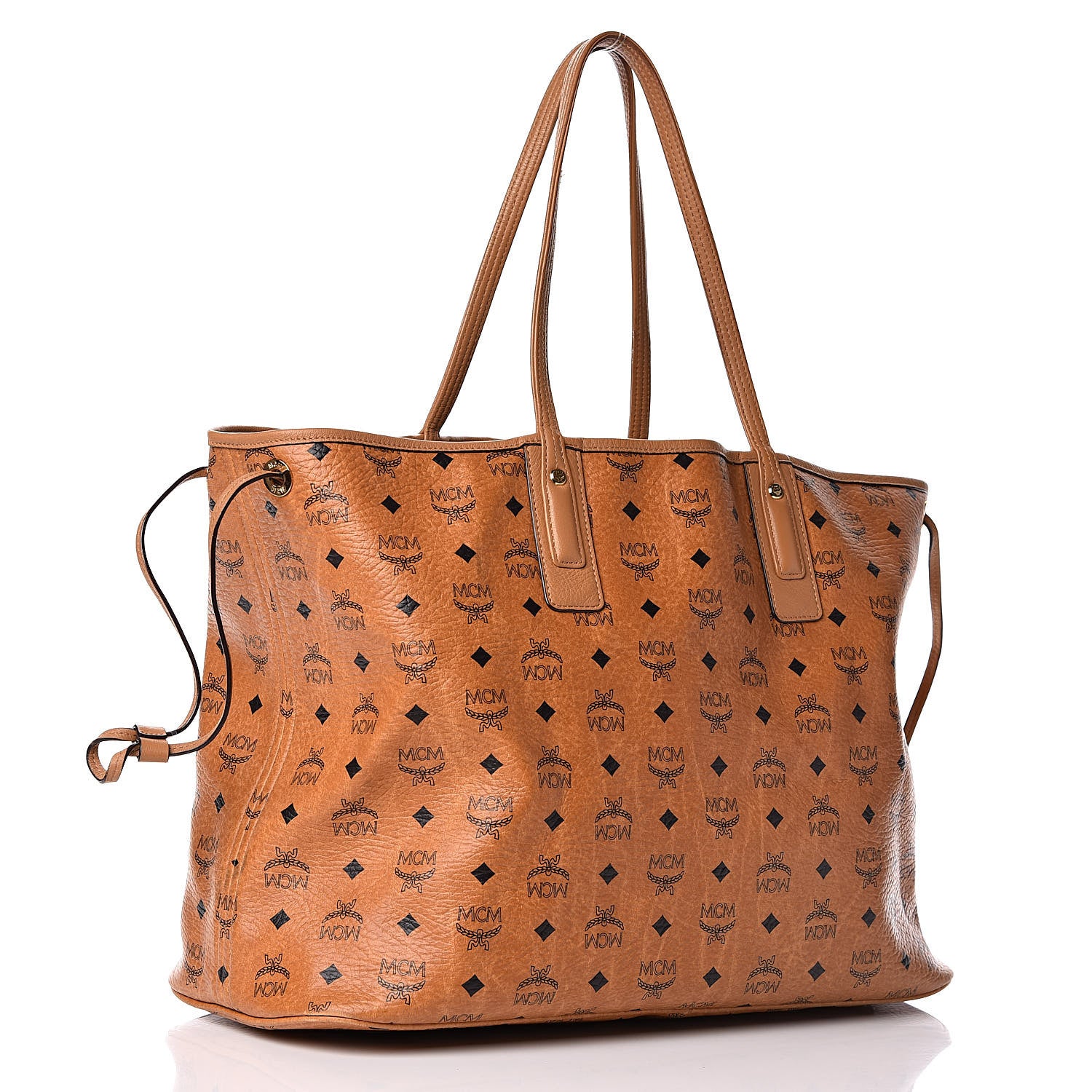 MCM Visetos Large Liz Reversible Shopper Tote Cognac 4 of 15