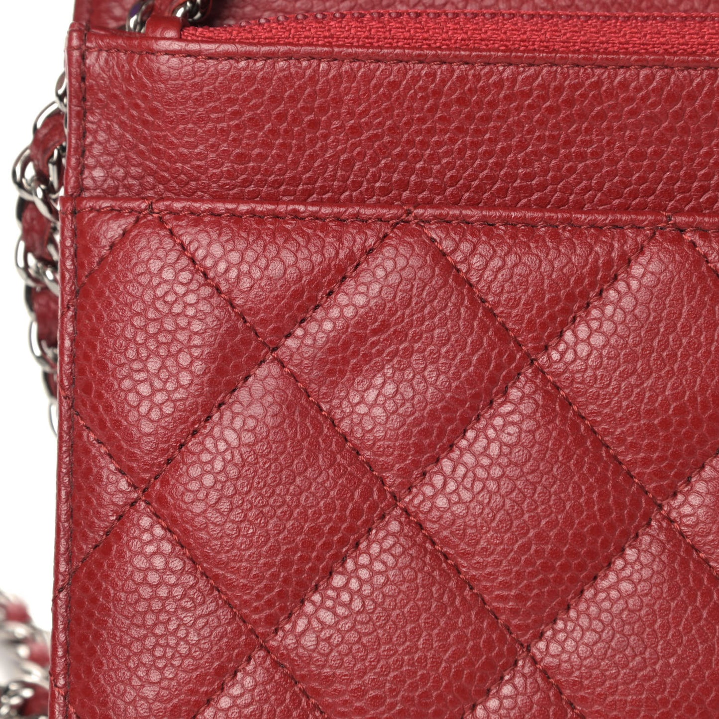 Caviar Quilted Wallet On Chain WOC Red