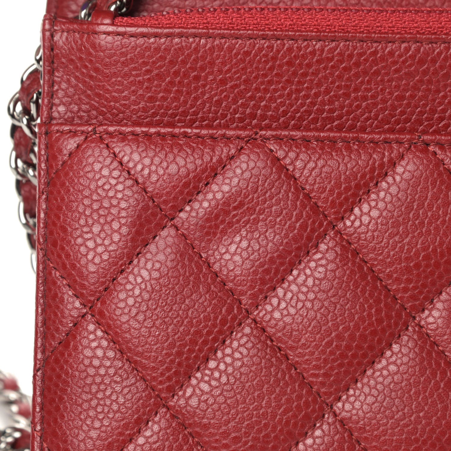 Chanel Caviar Quilted Wallet On Chain WOC Red 5 of 6