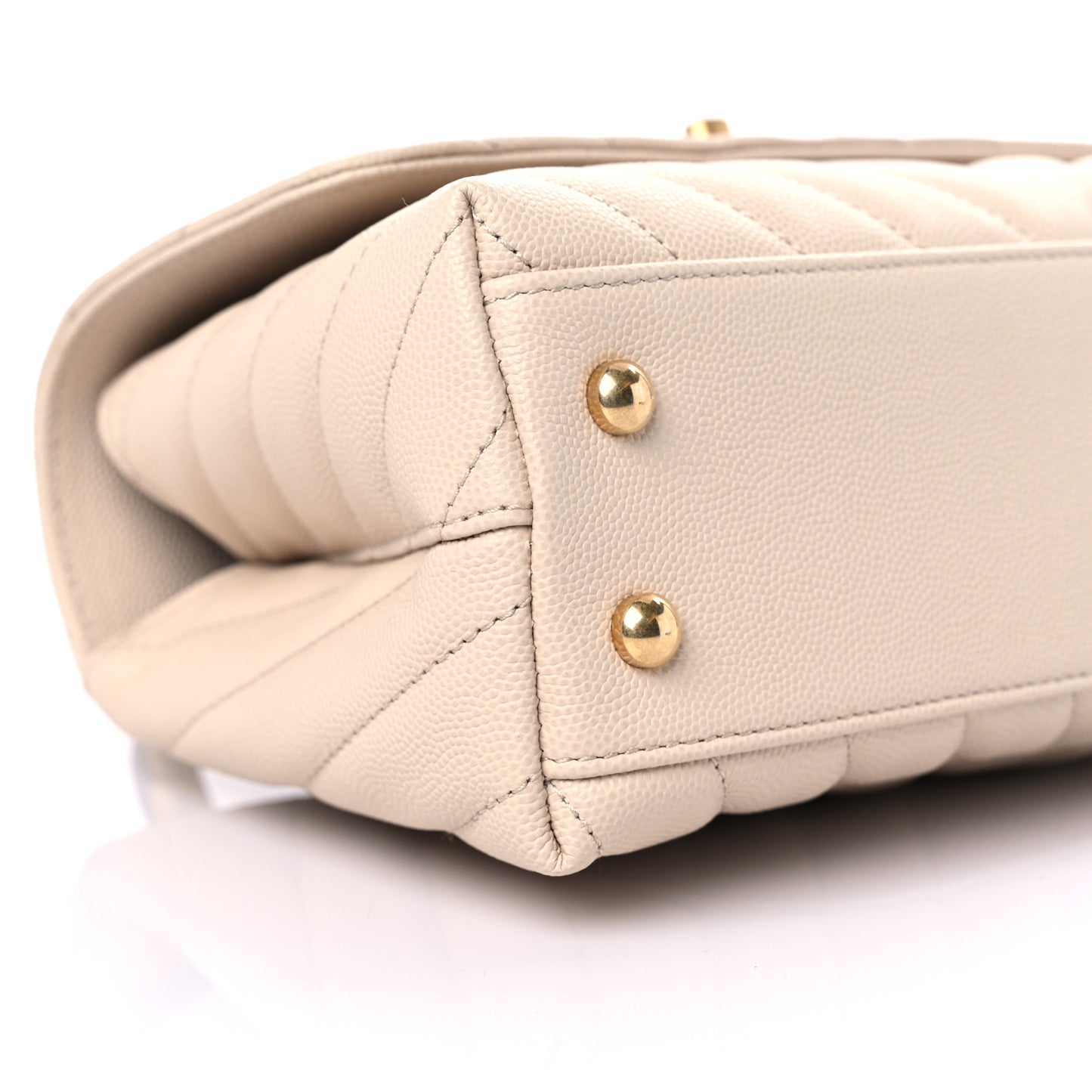 Caviar Lizard Chevron Quilted Mini Coco Handle Flap Ivory
