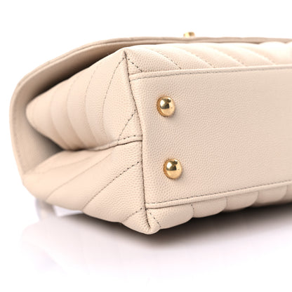 Chanel Caviar Lizard Chevron Quilted Mini Coco Handle Flap Ivory 8 of 10
