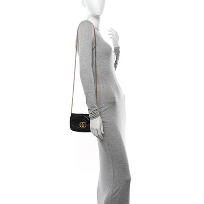Gucci Calfskin Matelasse Super Mini GG Marmont Shoulder Bag Black 2 of 11