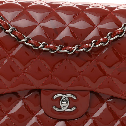 Chanel Patent Quilted Jumbo Double Flap Red 6 of 11