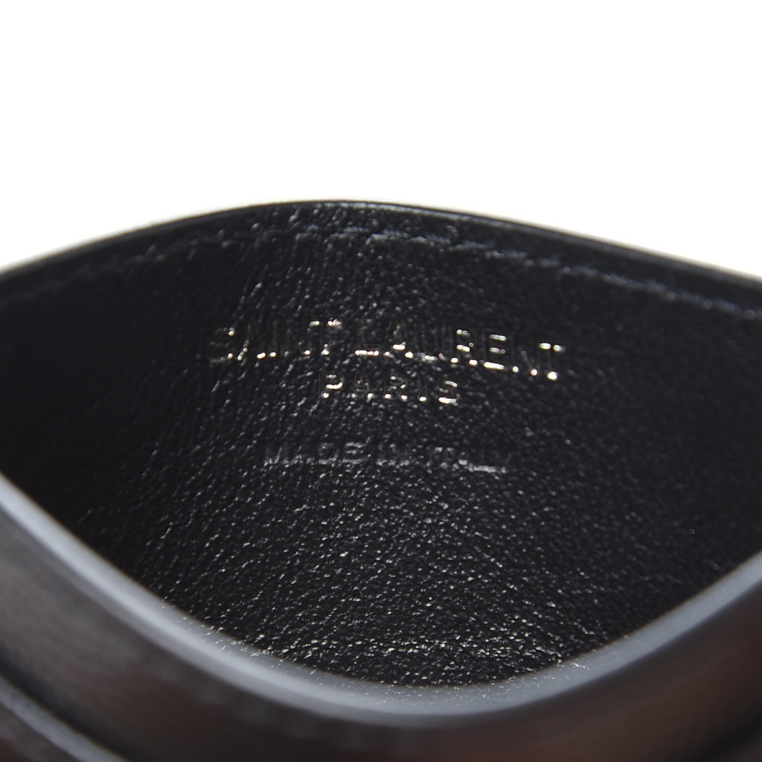 Saint Laurent Grain De Poudre Matelasse Chevron Monogram Credit Card Case Black 6 of 6