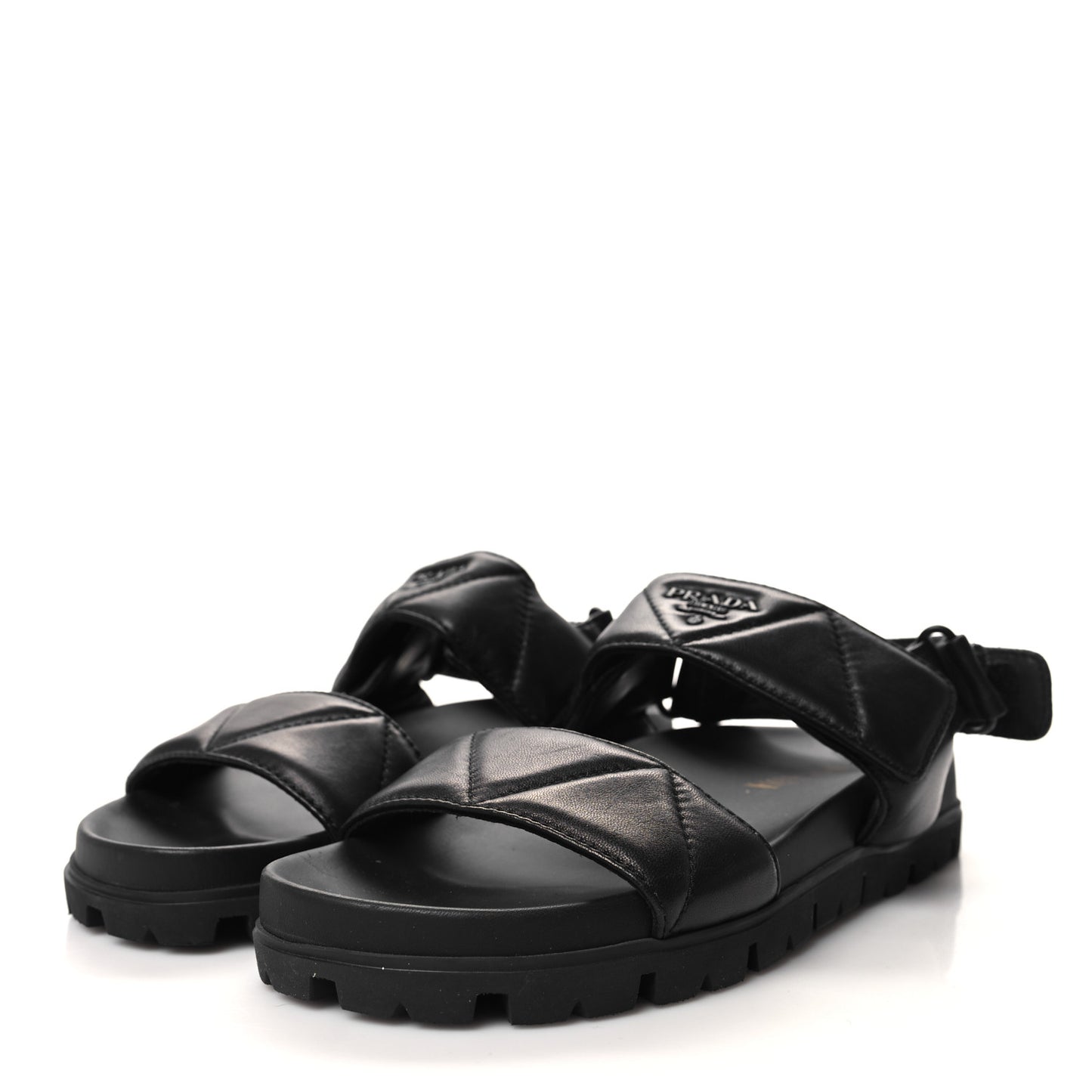 Nappa Quilted Padded Slingback Sandals 37.5 Black