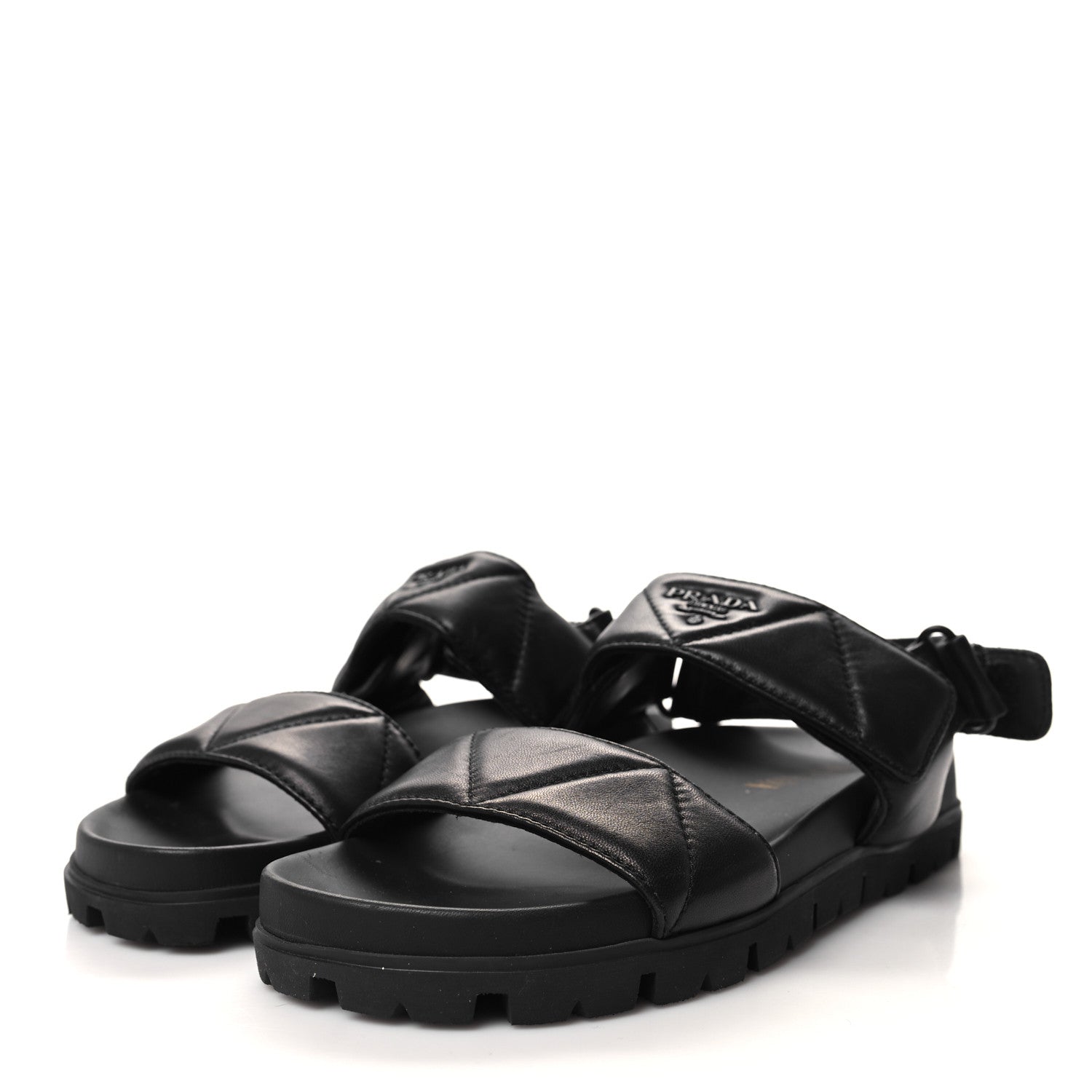 Prada Nappa Quilted Padded Slingback Sandals 37.5 Black 3 of 10