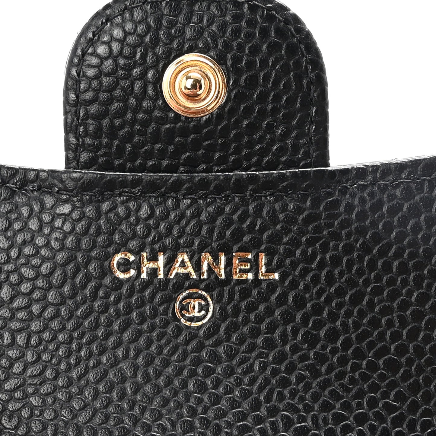Caviar Quilted Compact Flap Wallet Black