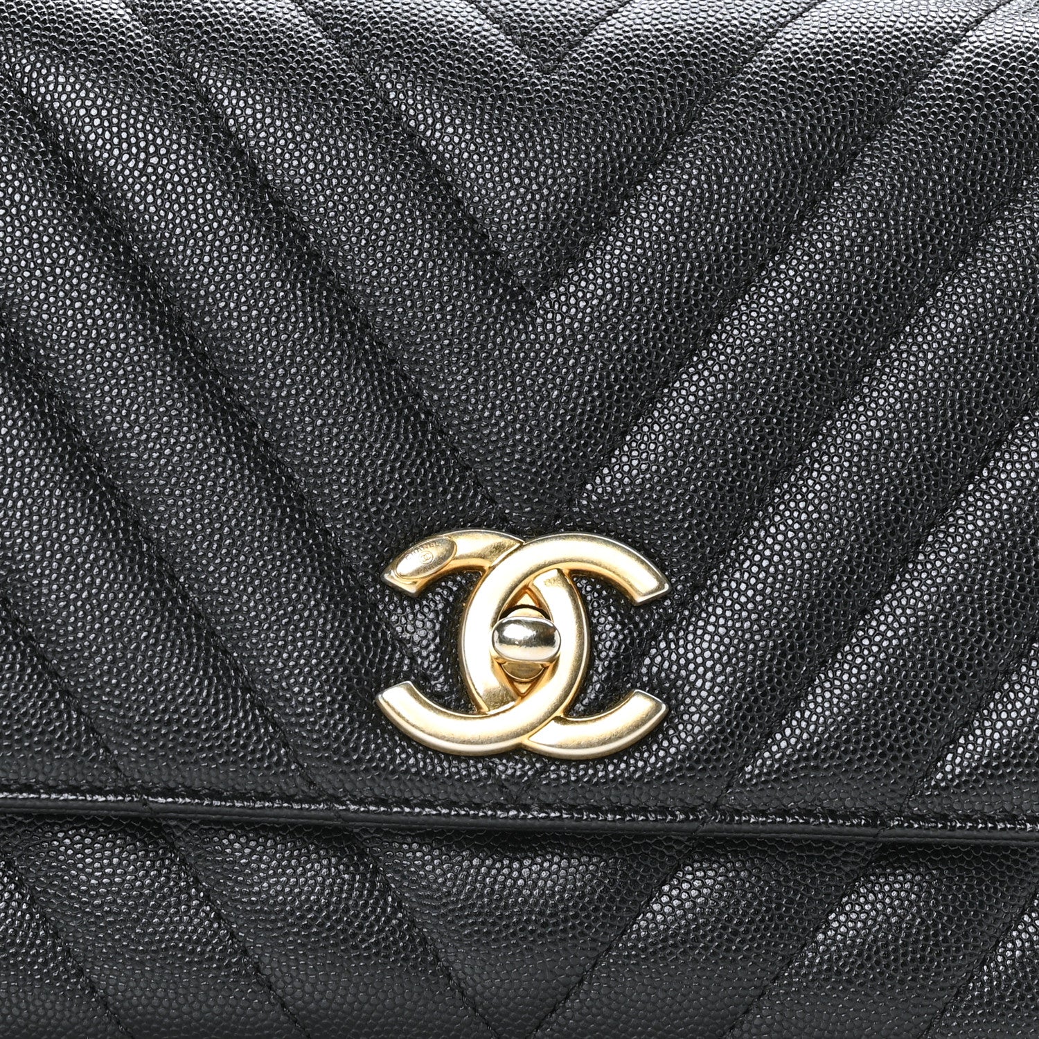 Chanel Caviar Chevron Quilted Small Coco Handle Flap Black 8 of 10
