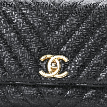 Chanel Caviar Chevron Quilted Small Coco Handle Flap Black 8 of 10