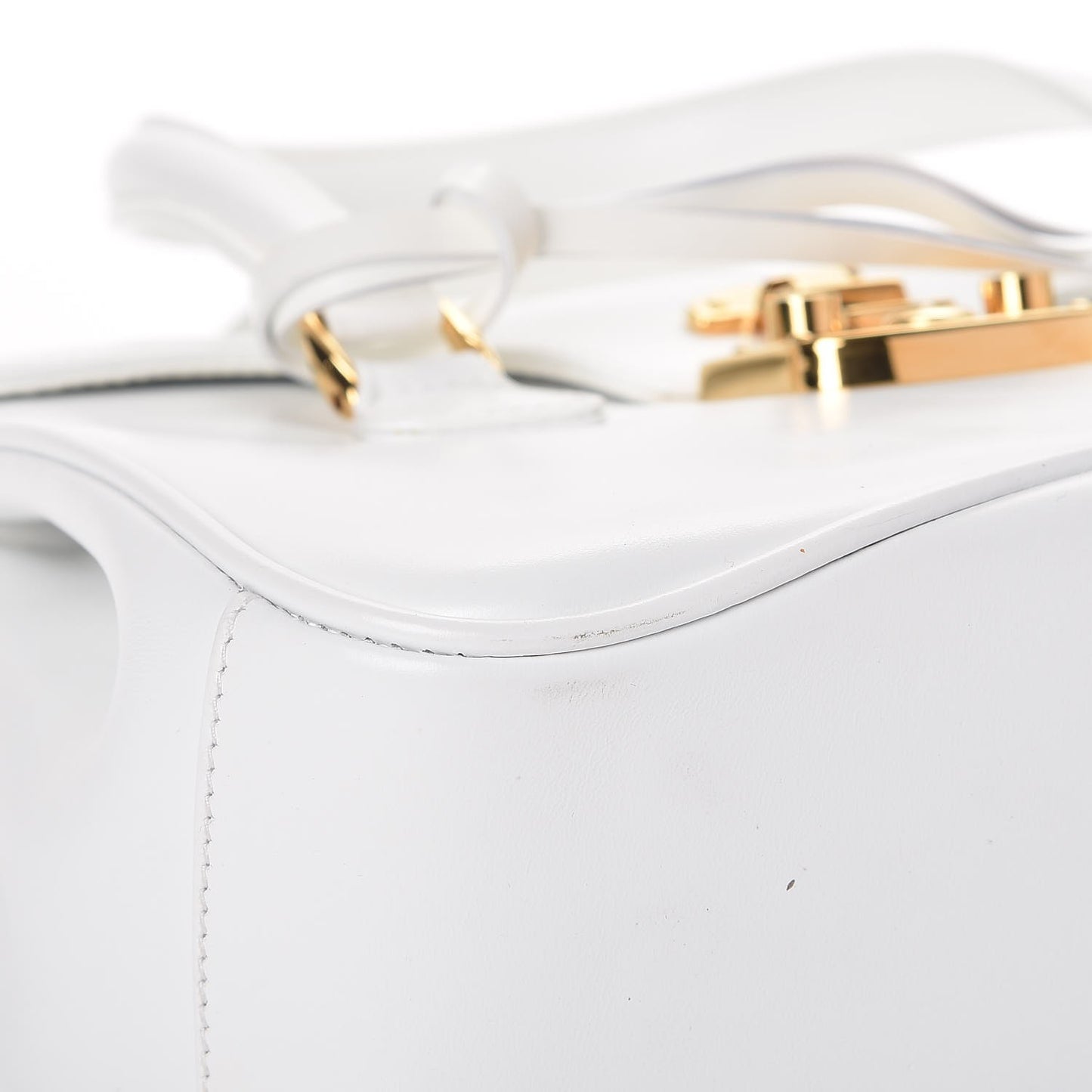 Regent Calfskin Medium Lady Lock Satchel White