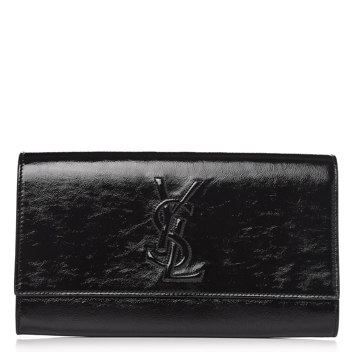 Saint Laurent Textured Patent Monogram Large Belle De Jour Clutch Black 1 of 6