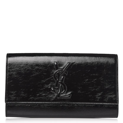 Saint Laurent Textured Patent Monogram Large Belle De Jour Clutch Black 1 of 6