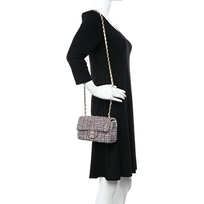 Chanel Tweed Quilted Mini Rectangular Flap Burgundy Ecru 2 of 10