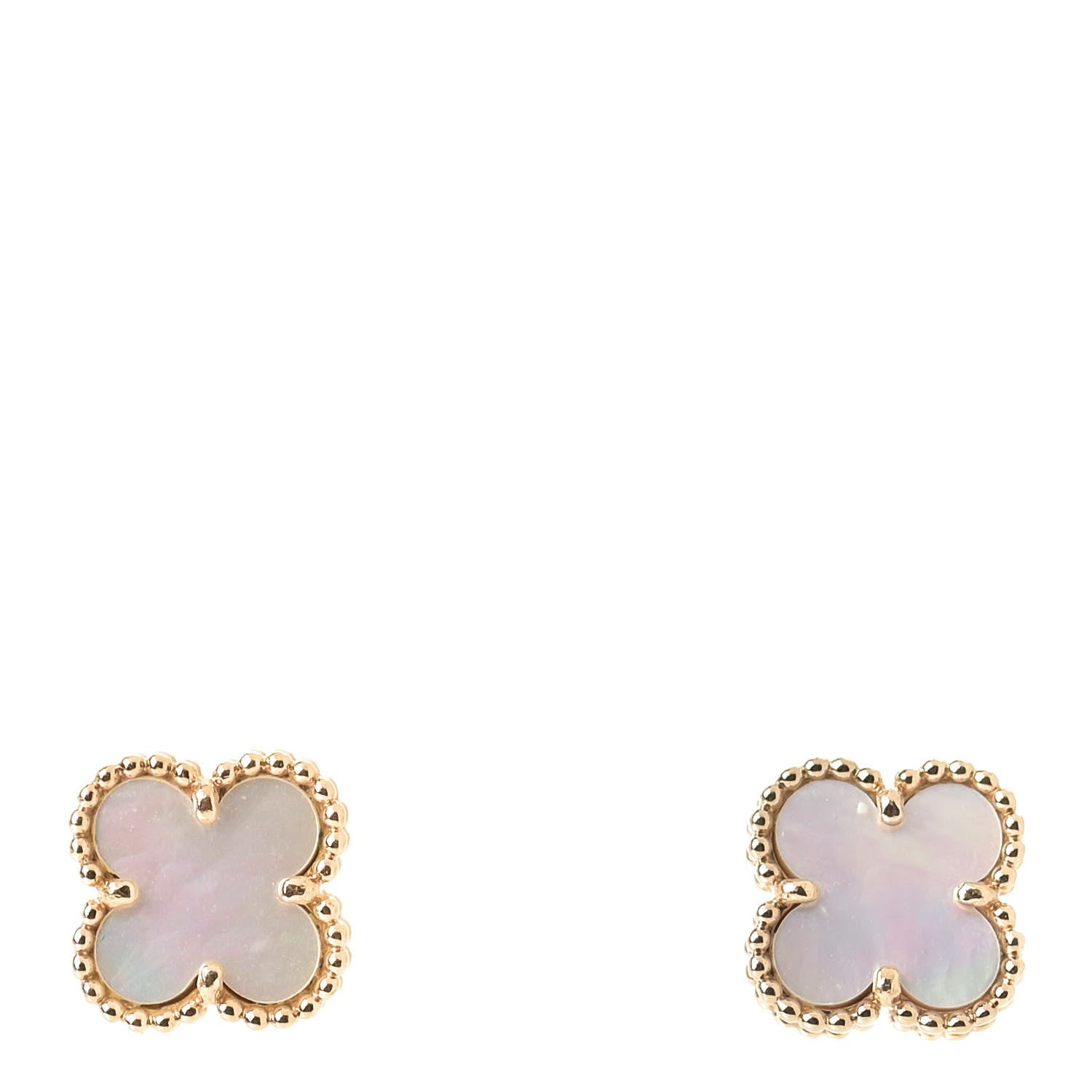 Van Cleef & Arpels 18K Yellow Gold Mother of Pearl Sweet Alhambra Earrings 1 of 6
