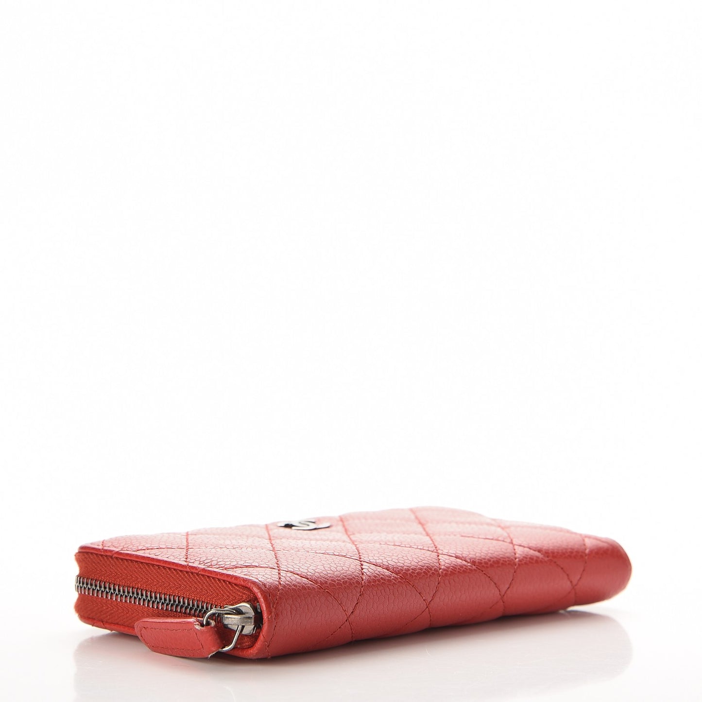 Caviar Quilted Small Zip Around Wallet Red