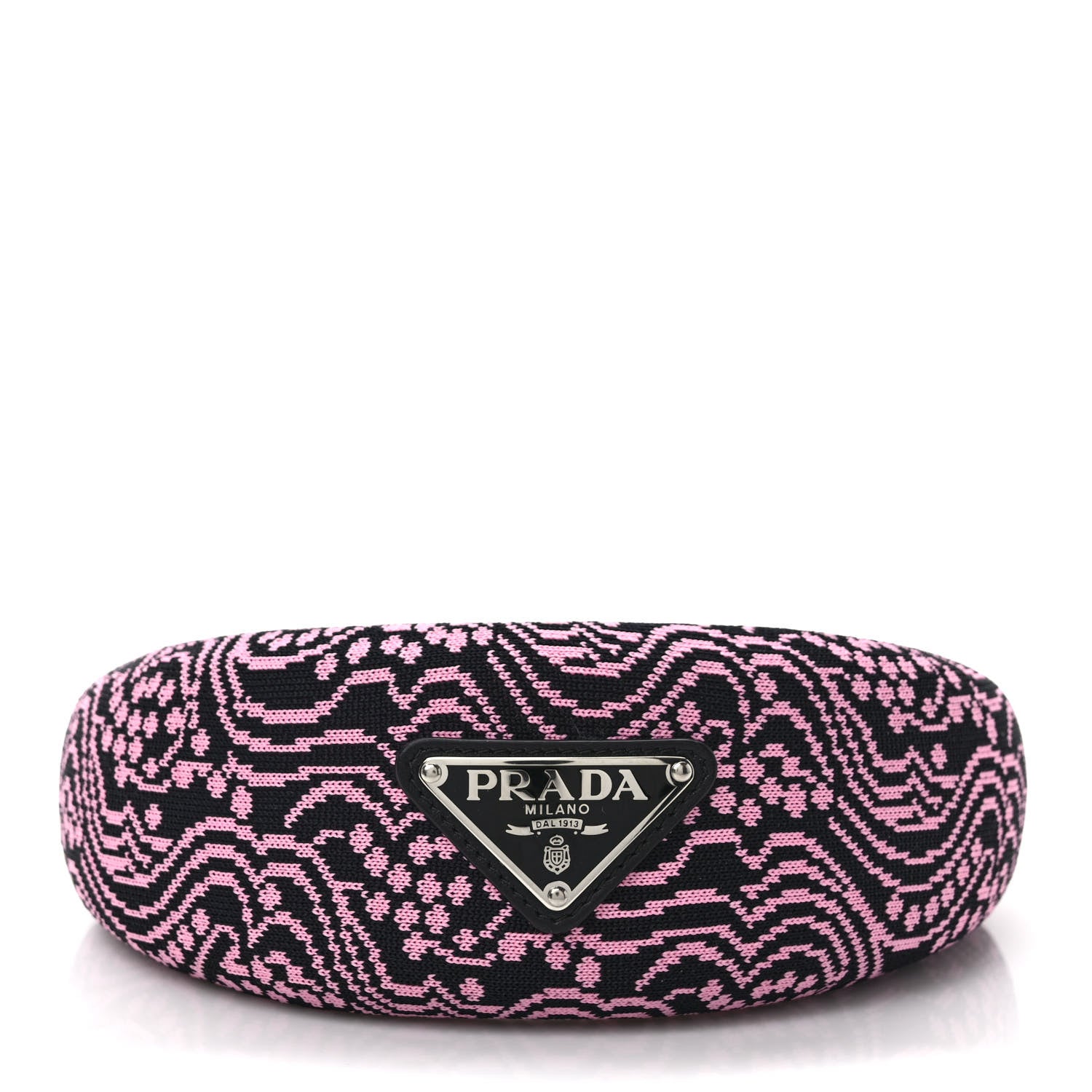 Prada Maglia Jacquard Metal Triangle Logo Headband Black Rosa 3 of 6