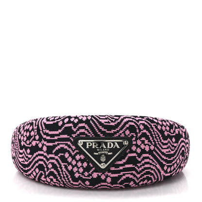 Prada Maglia Jacquard Metal Triangle Logo Headband Black Rosa 3 of 6