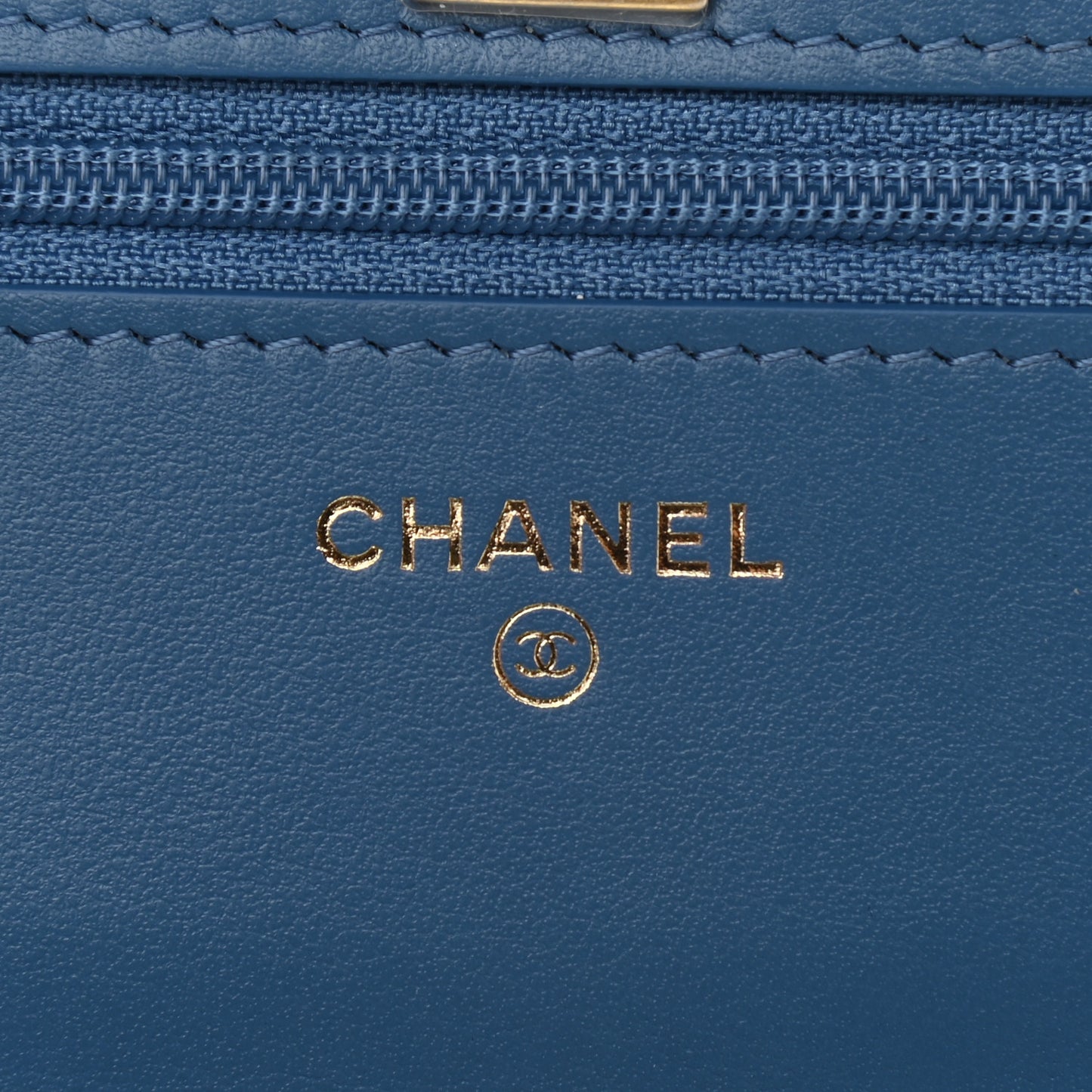 Denim Quilted CC Pearl Crush Wallet On Chain WOC Blue