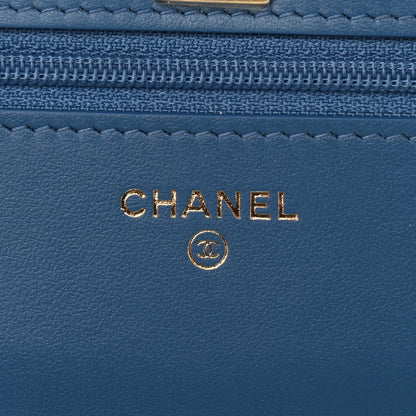 Chanel Denim Quilted CC Pearl Crush Wallet On Chain WOC Blue 6 of 10