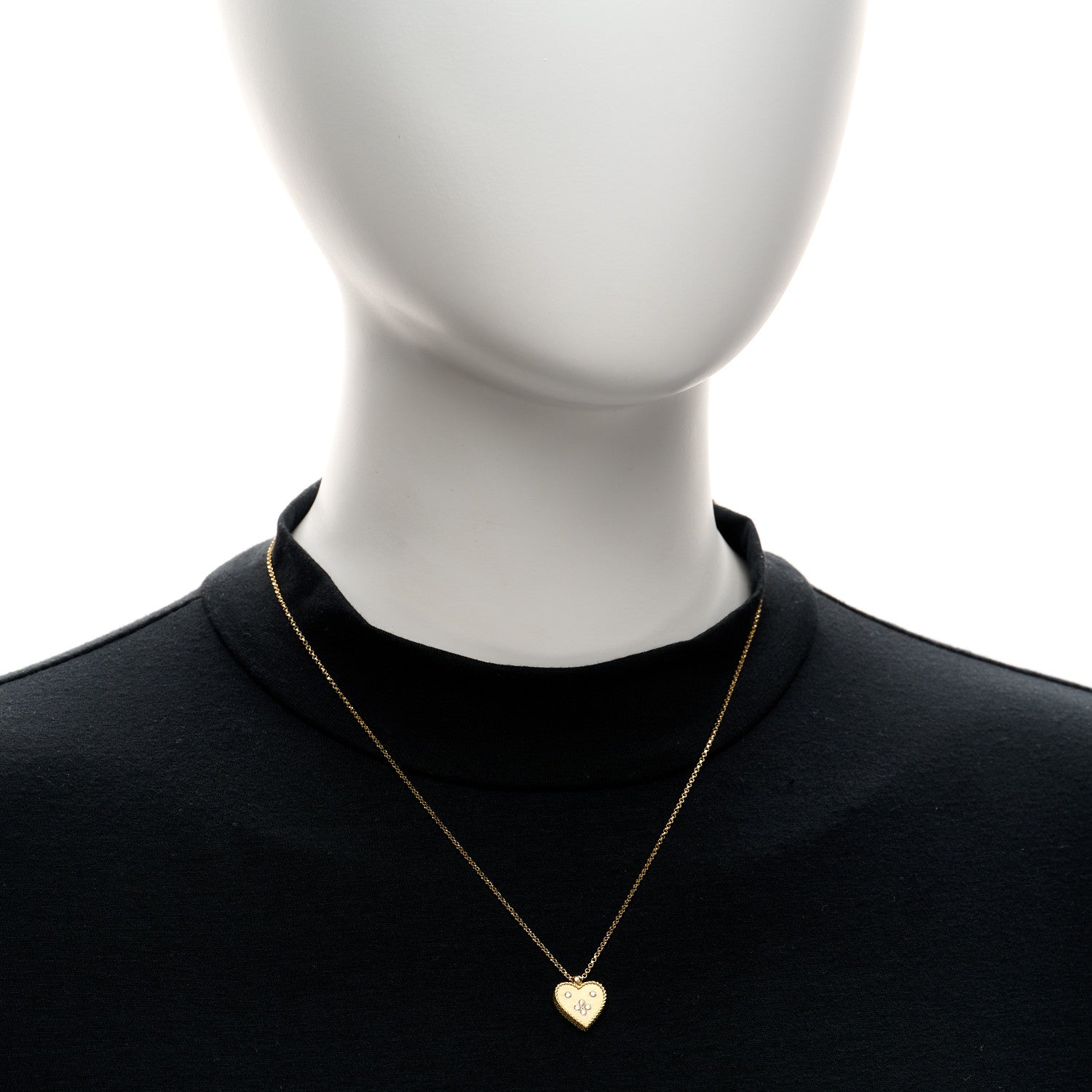 Roberto Coin 18K Yellow Gold Diamond Small Venetian Princess Heart Medallion Charm Necklace 2 of 6