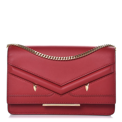 Fendi Vitello Century Eyebrow Monster Eyes Embossed Tube Wallet on Chain Fragola 1 of 7