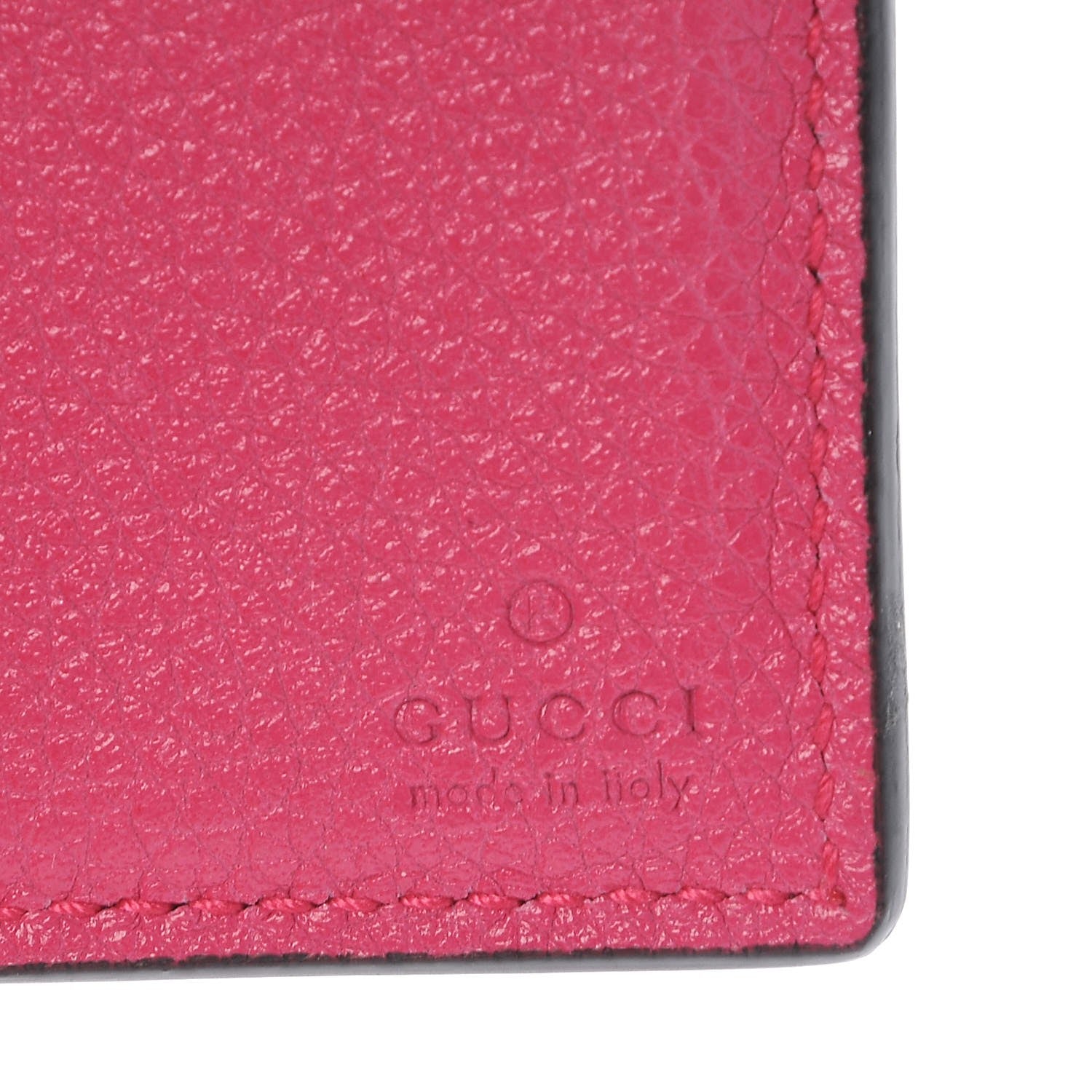 Gucci Grained Calfskin Logo Bi-Fold Wallet Box Pink Green 6 of 8