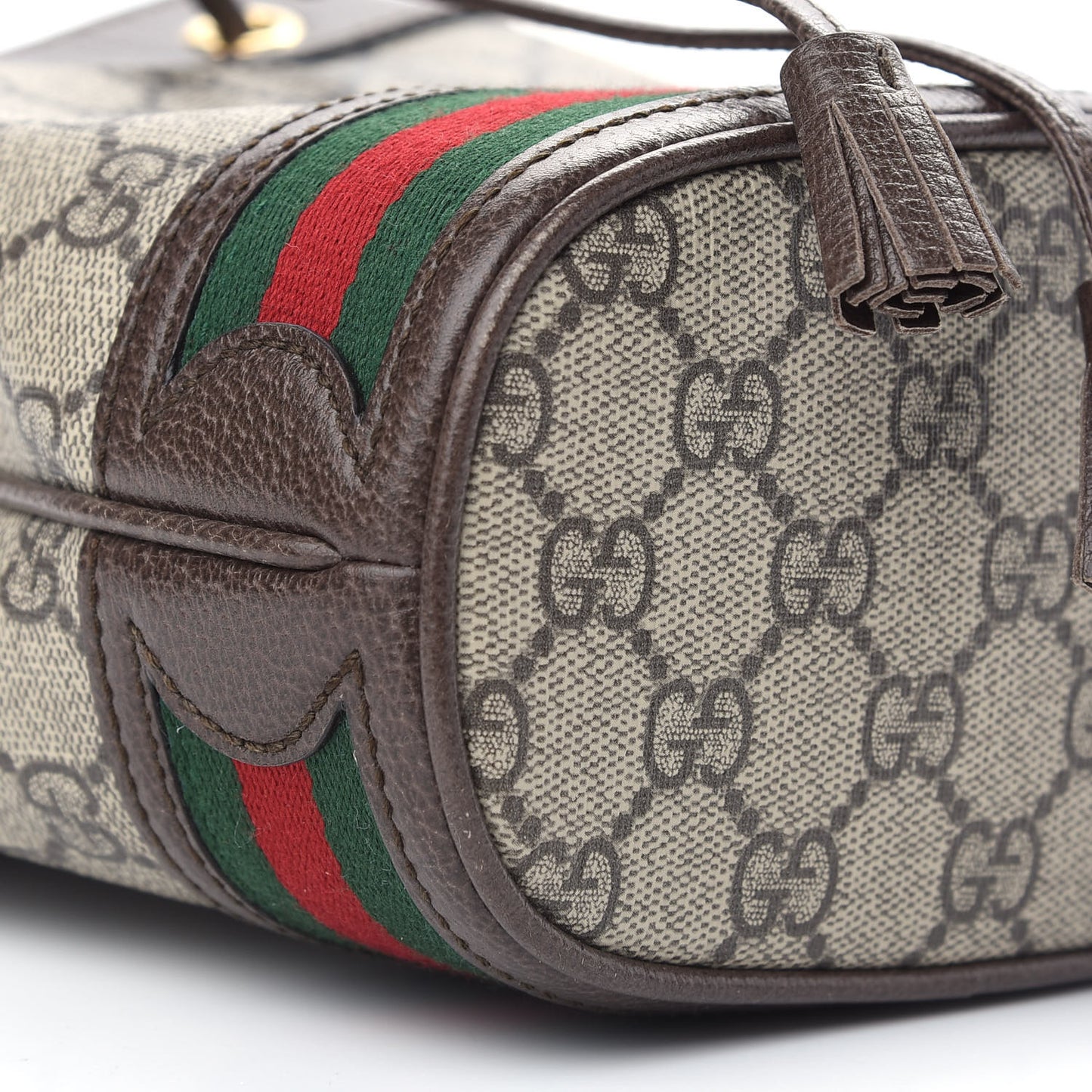 GG Supreme Monogram Web Mini Ophidia Bucket Bag Brown