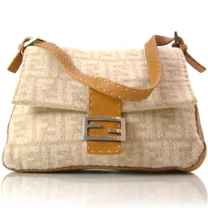 Fendi Cashmere Calfskin Romano Selleria Mama Baguette Honey 1 of 10