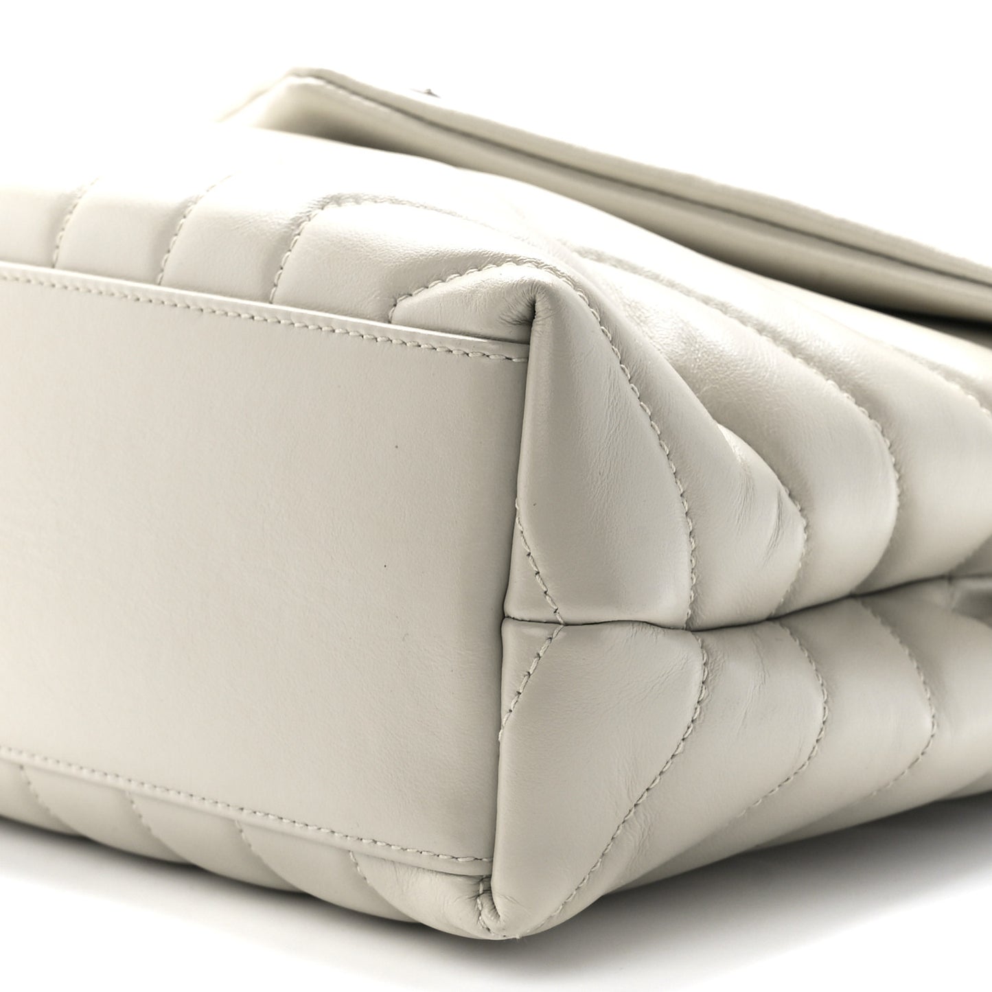 Calfskin Y Quilted Monogram Small Loulou Chain Satchel Ivory