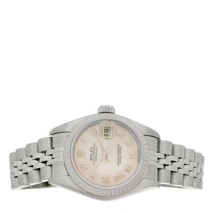 Rolex Stainless Steel 18K White Gold Mother of Pearl 26mm Oyster Perpetual Datejust Watch Roman 79174 2 of 4
