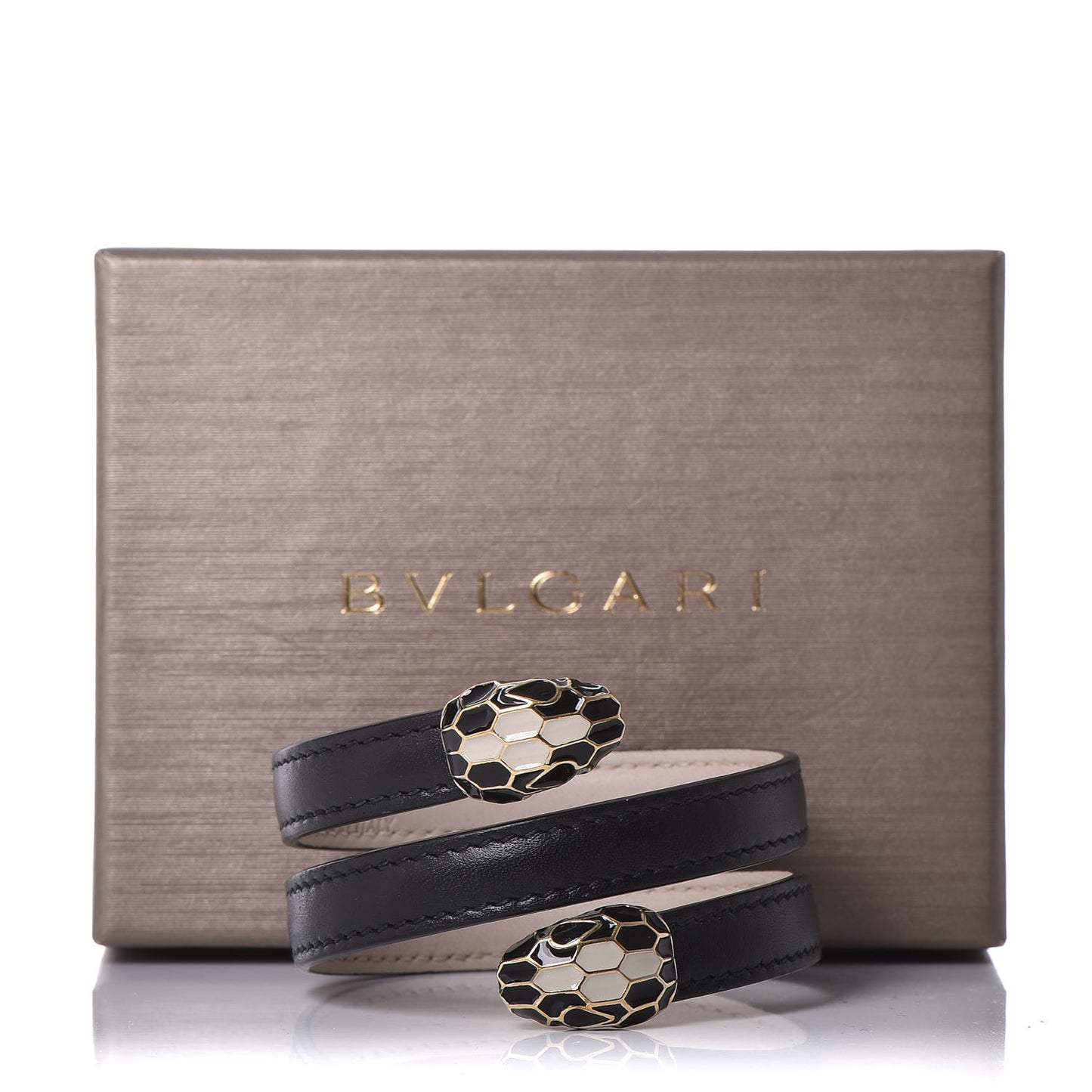Calfskin Serpenti Forever Double Coil Cleopatra Bracelet Black