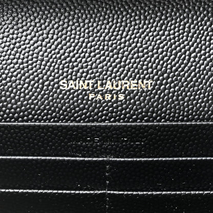 Saint Laurent Grain De Poudre Matelasse Chevron Monogram Chain Wallet Black 6 of 9