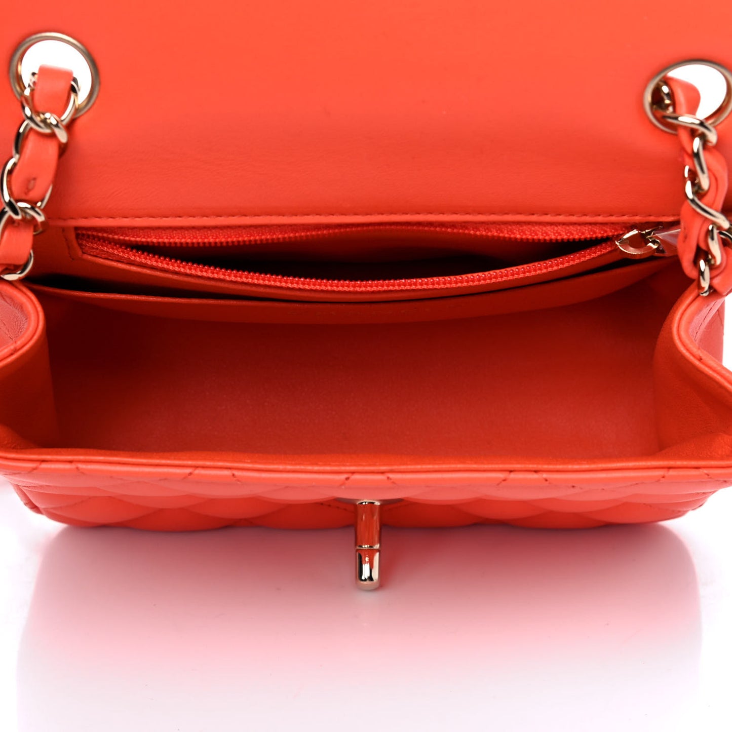 Lambskin Quilted Mini Square Flap Light Orange