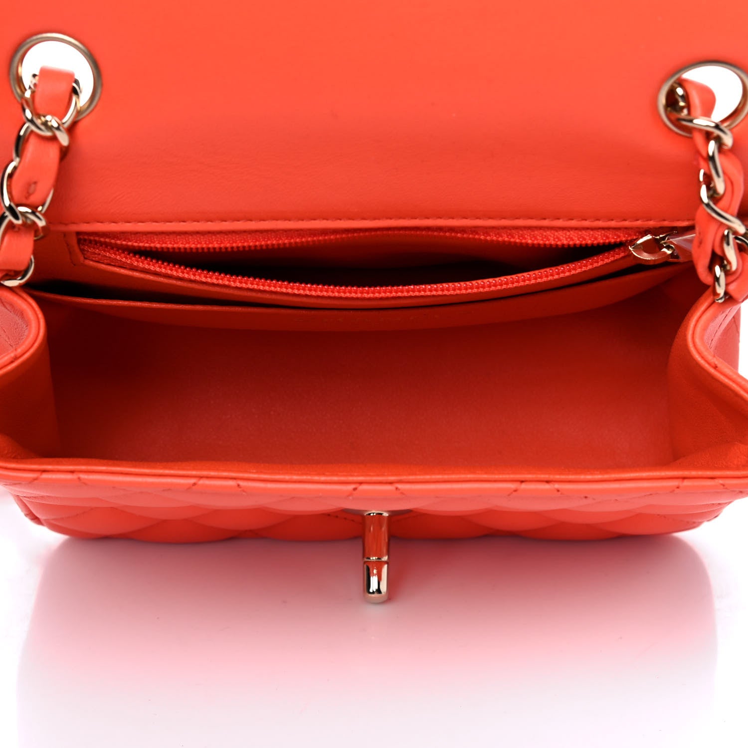 Chanel Lambskin Quilted Mini Square Flap Light Orange 4 of 4