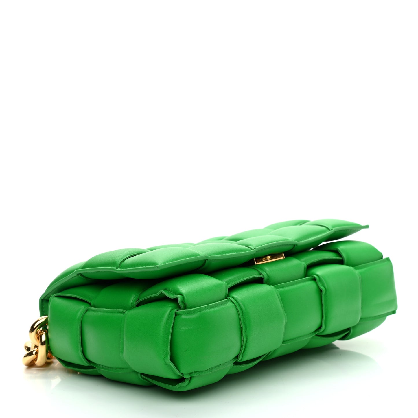 Lambskin Maxi Intreccio Padded Chain Cassette Crossbody Bag Parakeet