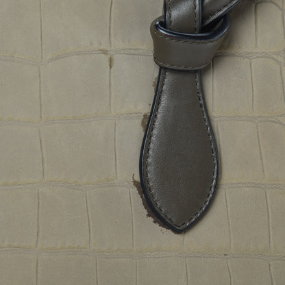 Celine Crocodile Embossed Nubuck Calfskin Small Tie Knot Tote Grey 20 of 21