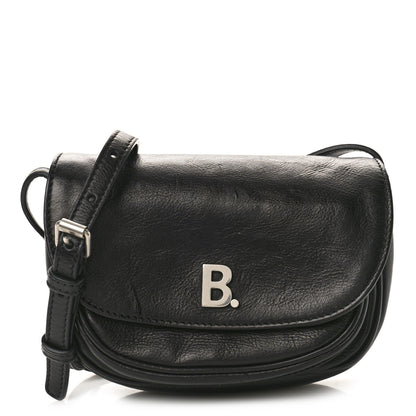 Balenciaga Calfskin Soft B Round Crossbody Bag XS Black 1 of 9