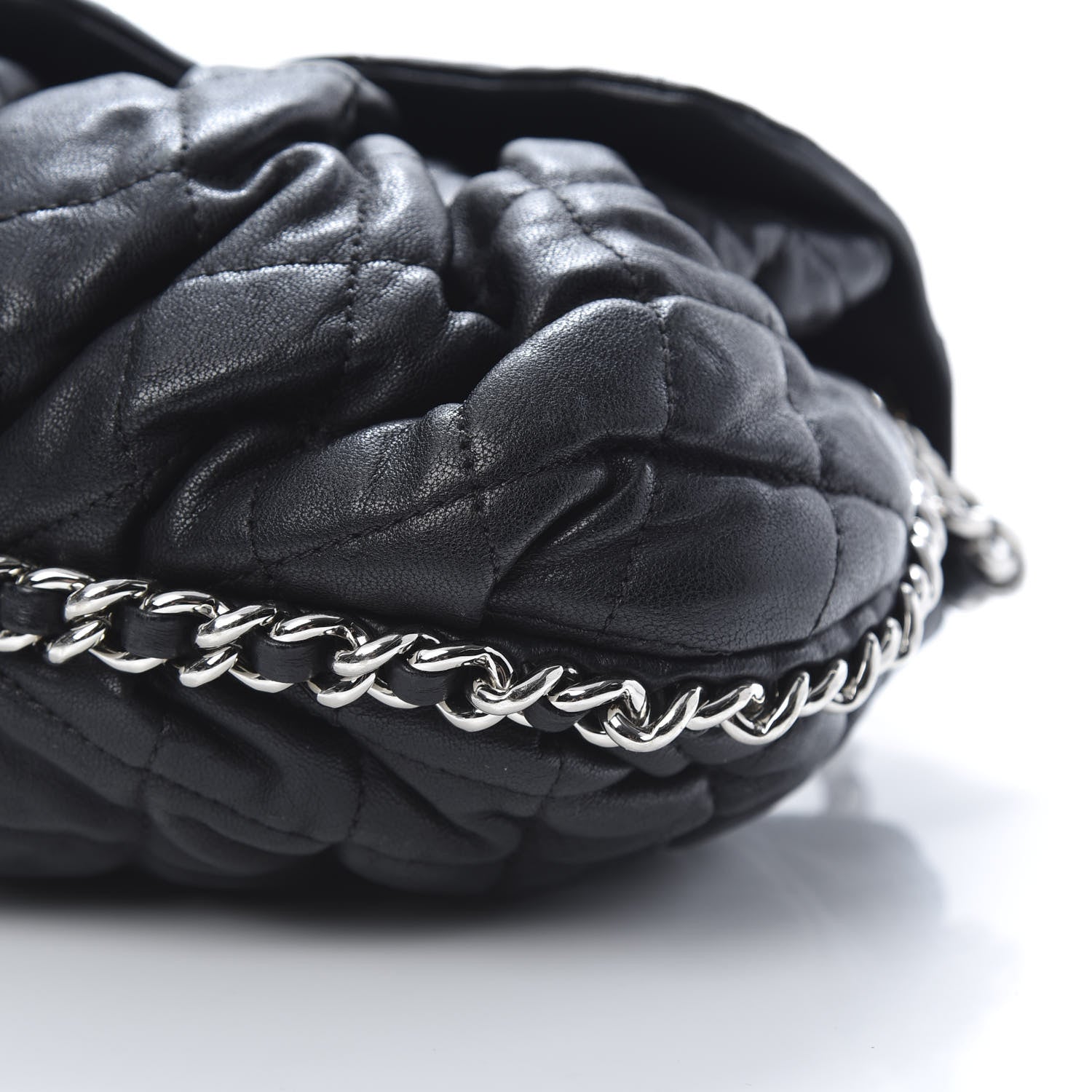 Chanel Washed Lambskin Quilted Medium Chain Around Messenger Black 10 of 11