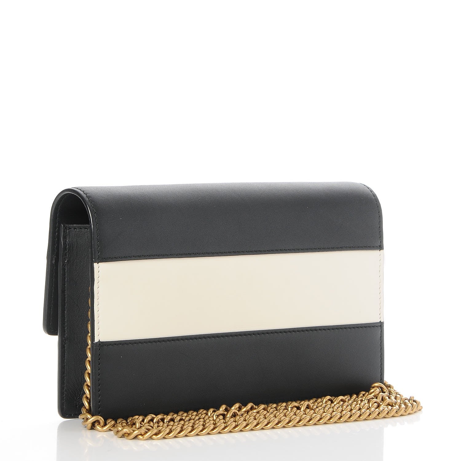 Gucci Calfskin Queen Margaret Chain Wallet Mystic White Black 4 of 9