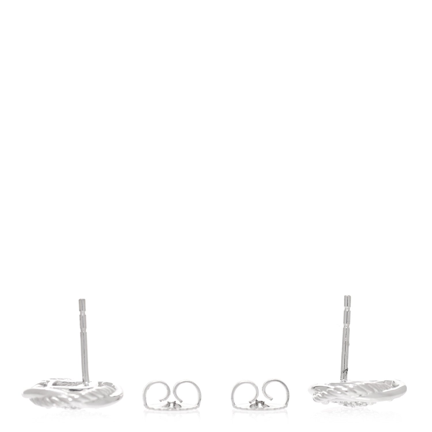 David Yurman Sterling Silver Diamond 13mm Infinity Earrings 3 of 5