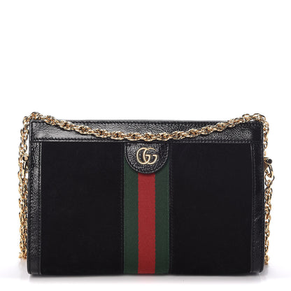 Gucci Suede Patent GG Web Small Ophidia Chain Shoulder Bag Black 1 of 13